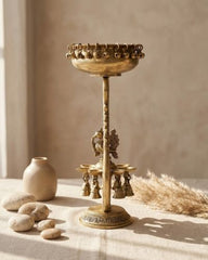 Brass Unique Metal Urli with Peacock Diyas