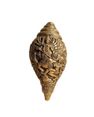 Brass Antique Shankh with Durga Carving