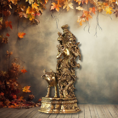 Brass Cow Krishna