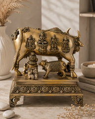 BRASS COW WITH CALF AND BAL GOPAL