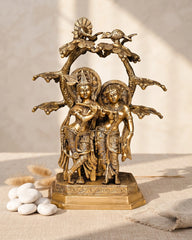 BRASS RADHA KRISHNA UNDER SACRED TREE IDOL