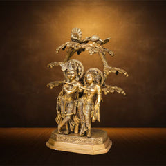 BRASS RADHA KRISHNA UNDER SACRED TREE IDOL