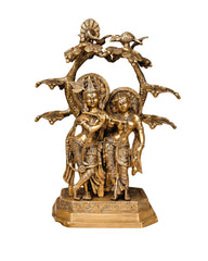 BRASS RADHA KRISHNA UNDER SACRED TREE IDOL