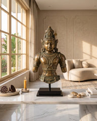 Balinese Bronze Bust of Lord Shiva with Serpent Motif