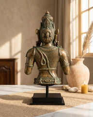 Balinese Bronze Bust of Lord Shiva with Serpent Motif