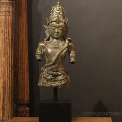 Balinese Bronze Bust of Lord Shiva with Serpent Motif