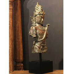 Balinese Bronze Bust of Lord Shiva with Serpent Motif