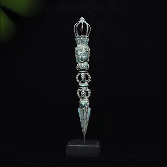 Balinese Bronze Dagger with Face of Buddha
