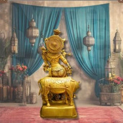 Brass Cow Krishna Idol