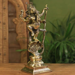 Brass Dancing Ganesh On Cobra
