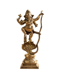 Brass Dancing Ganesh On Cobra