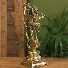 Brass Dancing Ganesh On Cobra