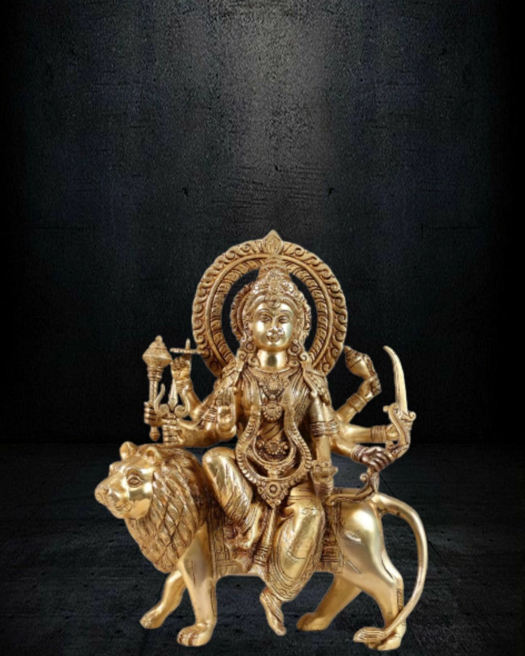 Brass-Durga-Ambe-Mata-on-Lion-Statue