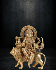 Brass-Durga-Ambe-Mata-on-Lion-Statue