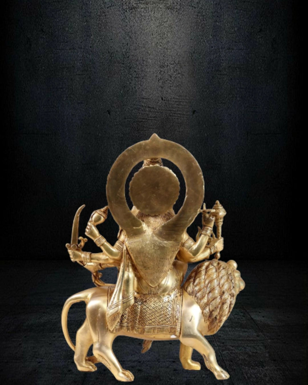 Brass-Durga-Ambe-Mata-on-Lion-Statue