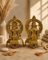 Brass Ganesh Lakshmi Idol on Chowki Large