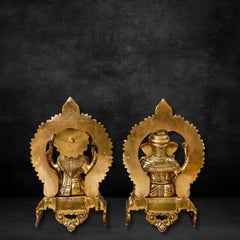 Brass Ganesh Lakshmi Idol on Chowki Large