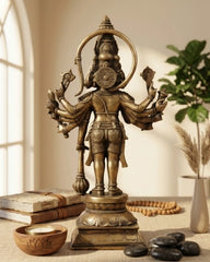 Brass Handcrafted Standing Panchmukhi Hanuman Idol