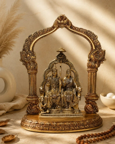 Brass Idol of Ram Sita Sitting On Singhasan