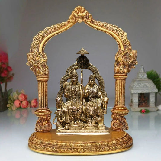 Brass Idol of Ram Sita Sitting On Singhasan