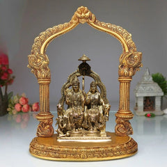 Brass Idol of Ram Sita Sitting On Singhasan