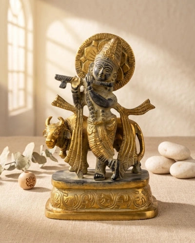 Brass Krishna Handcrafted Idol Online