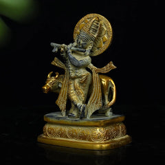 Brass Krishna Handcrafted Idol