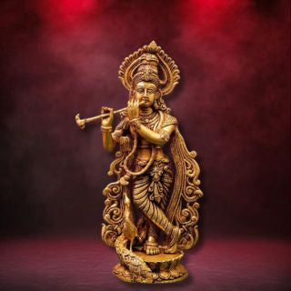 Brass Krishna with a flute