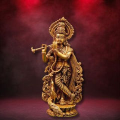 Brass Krishna with a flute