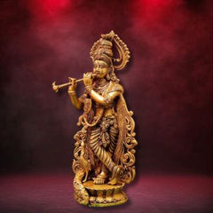 Brass Krishna with a flute