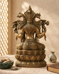 Brass Laxmi Seated On Lotus -Exceptional Fine Carving