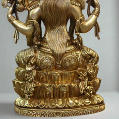 Brass Laxmi Seated On Lotus -Exceptional Fine Carving
