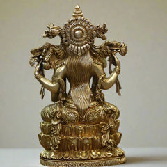 Brass Laxmi Seated On Lotus -Exceptional Fine Carving