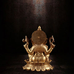 Brass Lord Ganesha Statue on Lotus Base