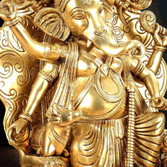 Brass Lord Ganesha Statue on Singhasan Throne with Shiva