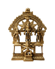 Lord Vishnu with Lakshmi and Bhudevi on Garuda Pedestal In Brass