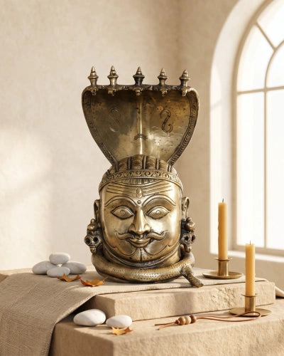 Brass Mukhalingam Statue - Lord Shiva with Cobra Hood