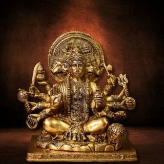 BRASS PANCHMUKHI HANUMAN IDOL IN SITTING POSTURE