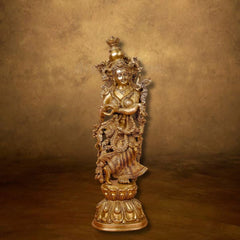 Brass Krishna Handcrafted Idol