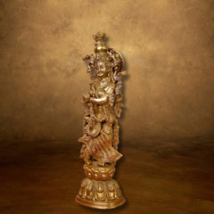 Brass Krishna Handcrafted Idol