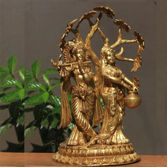 Brass Radha krishna Idol with Tree