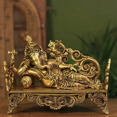 Brass Relaxing Ganesh ji