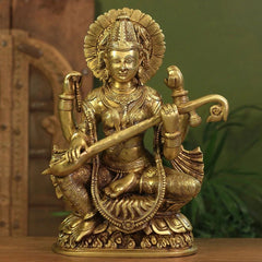 Brass Saraswati SuperFine Carving