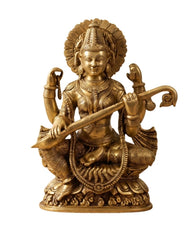 Brass Saraswati SuperFine Carving