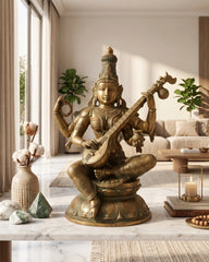 Brass Saraswati Vintage Finish