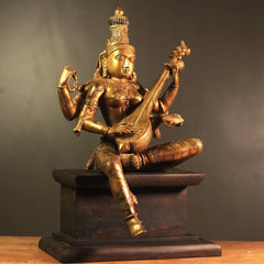 Brass Saraswati Vintage Finish