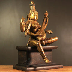 Brass Saraswati Vintage Finish
