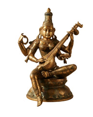 Brass Saraswati Vintage Finish