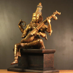Brass Saraswati Vintage Finish