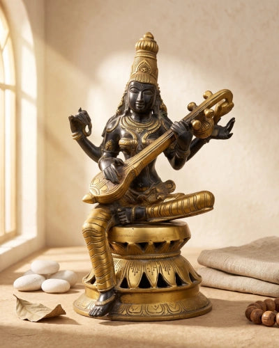 Brass Saraswati antique Statue
